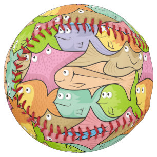 Balle De Softball Caricature sur les poissons