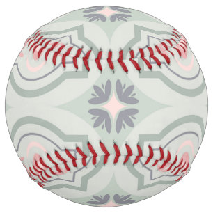 Balle De Softball Carreaux Floraux Pastel Verts