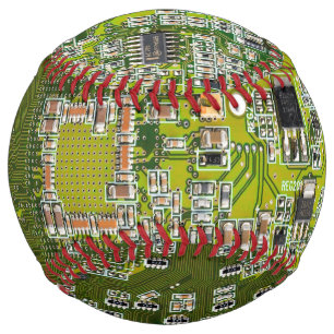 Balle De Softball Carte de circuit Geek d'ordinateur vert clair