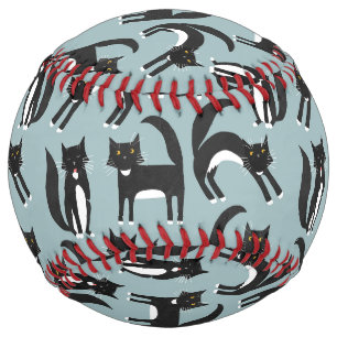 Balle De Softball Chat noir et blanc Tuxedo