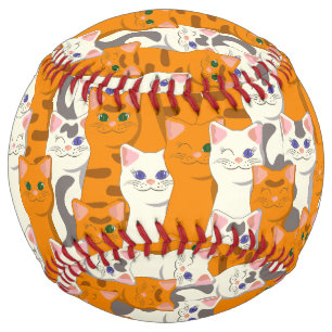 Balle De Softball Chats blancs et gingembre motif yeux verts yeux bl