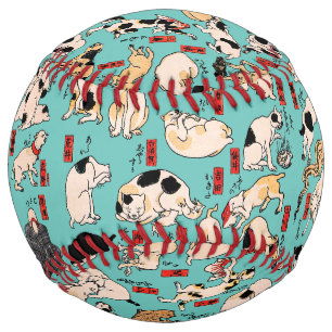Balle De Softball chats japonais Ukiyo-e Funny kitty
