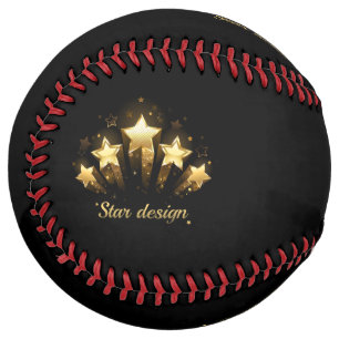 Balle De Softball Cinq étoiles d'or en noir