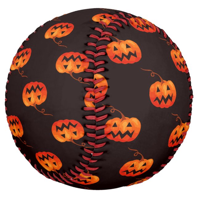 Balle De Softball Citrouille D'Halloween, Citrouille Orange Trou Ou  (Incliné)