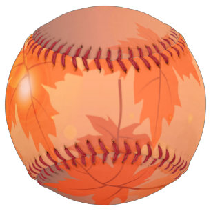 Balle De Softball Conception d'automne avec feuilles d'érable et eff