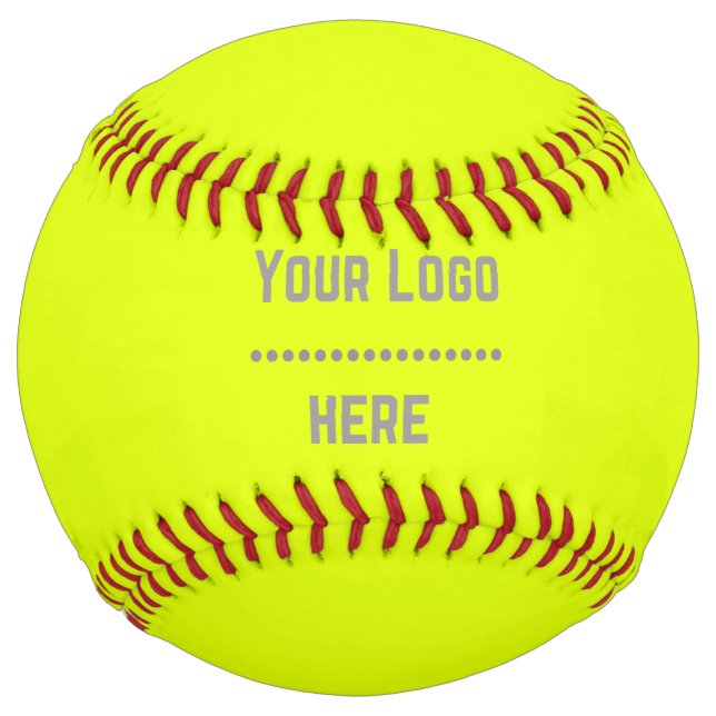 Balle De Softball couleur solide jaune fluorescent - votre logo (Devant)