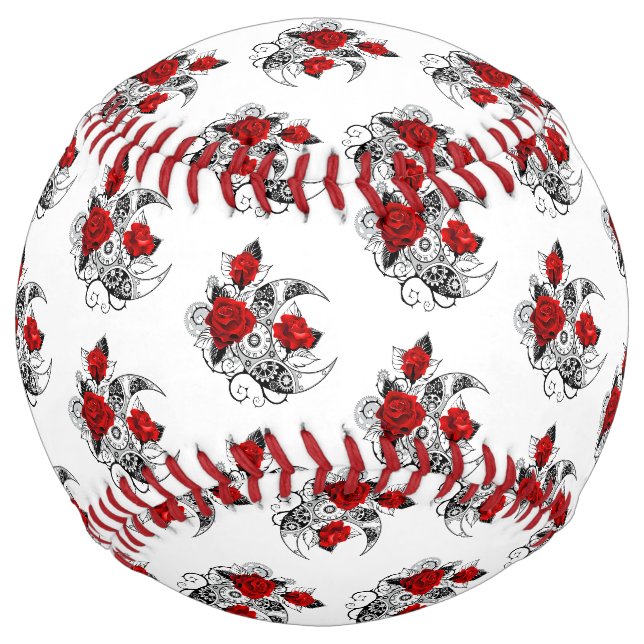 Balle De Softball Croissant mécanique avec roses rouges (Devant)