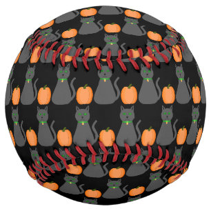 Balle De Softball Cute Halloween Chat et Citrouille Motif