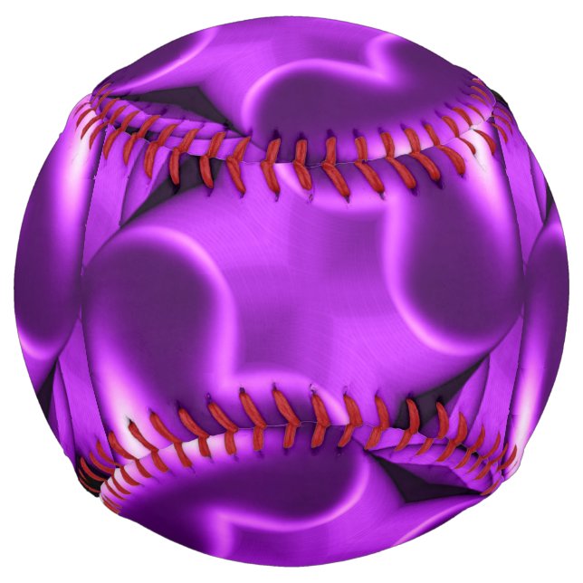 Balle De Softball Deux Coeurs Violets (Devant)