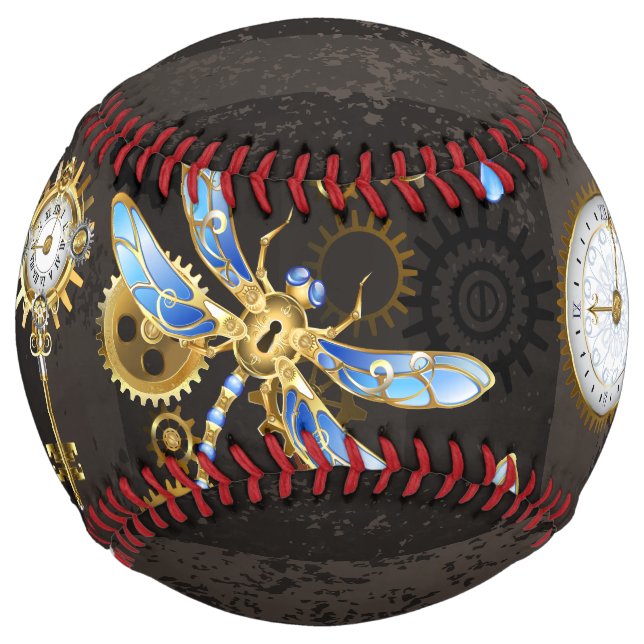Balle De Softball Dragonflies de Steampunk sur arrière - plan rayé b (Devant)