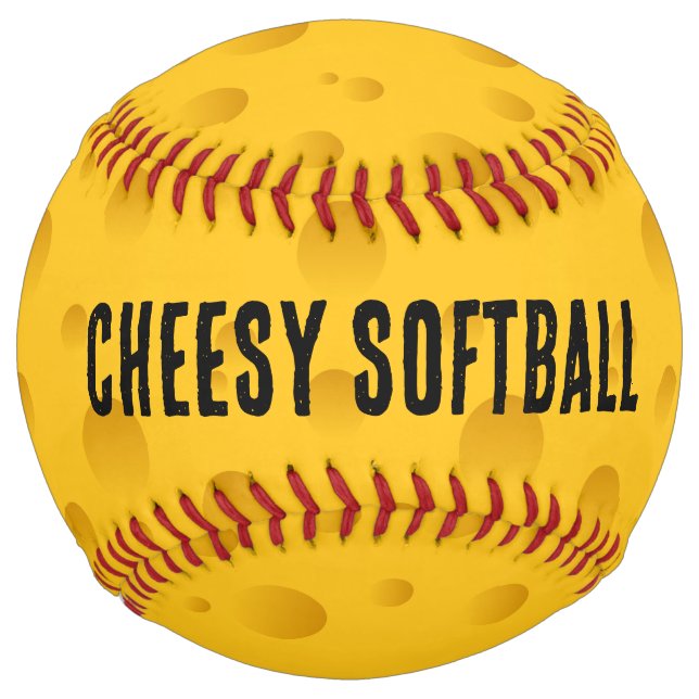 Balle De Softball Drôle jaune Suisse fromage softball cadeau sport (Devant)