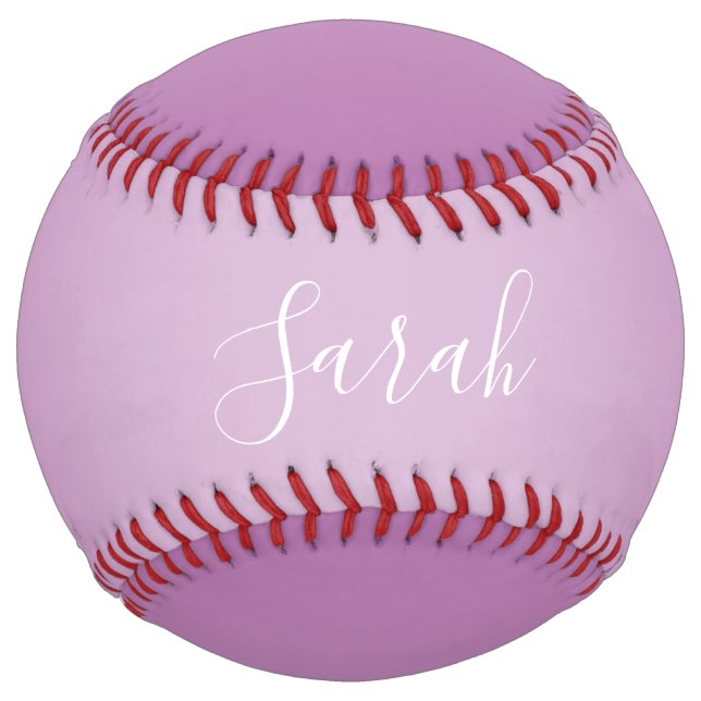 Balle De Softball Editable Soft Mauve Ombre & White Text Script (Dos)