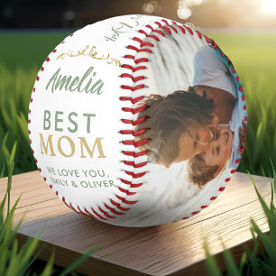 Balle De Softball Elégant Best Mom Ornament 2 garde photo