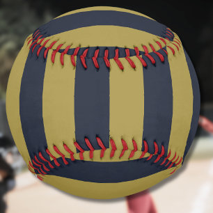 Balle De Softball Elégant Gold & Navy Blue Vertical Stripes