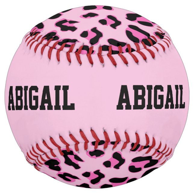 Balle De Softball Empreinte de léopard rose amusant - Nom de la Pers (Dos)