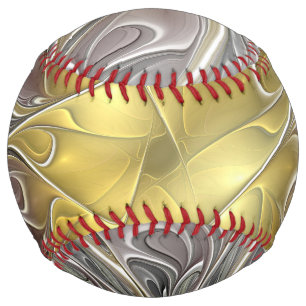 Balle De Softball Épanouissement avec fleur fractale abstraite moder