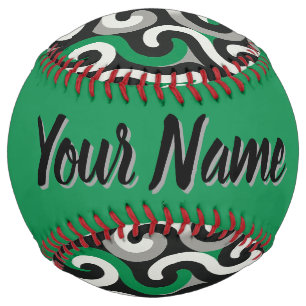 Balle De Softball Équipe verte (personnaliser)