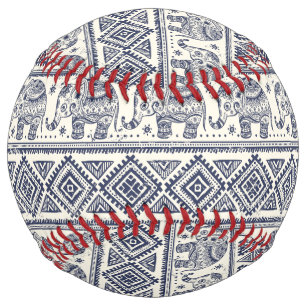 Balle De Softball Ethnic Tribal Aztec Elephant Motif