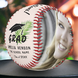 Balle De Softball Félicitations Diplômés Feuille Tropicale Photo 