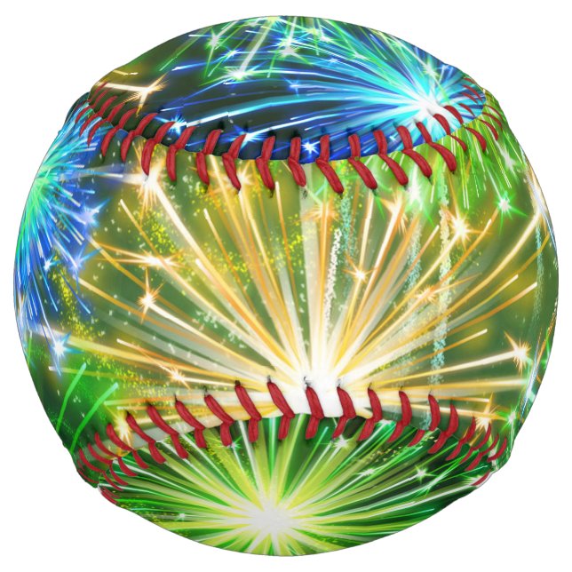 Balle De Softball feu bleu jaune or (Devant)