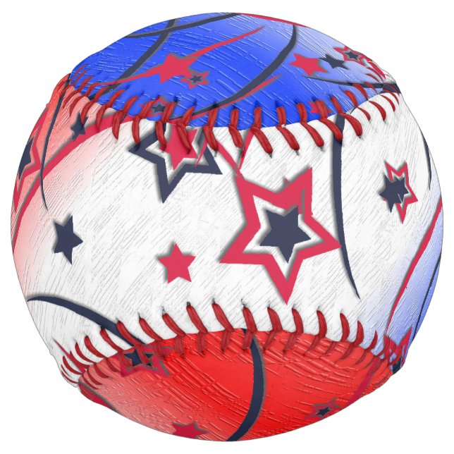 Balle De Softball Feu d'artifice en bleu blanc rouge (Devant)