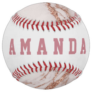 Balle De Softball Fille Rose Gold Marble Texture personnalisée