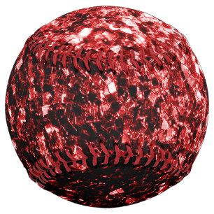 Balle De Softball Flamme de parties scintillant rouge foncé brille