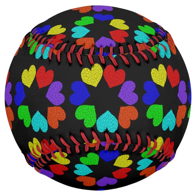 Balle De Softball Floral Rainbow Love Hearts Softball (Devant)