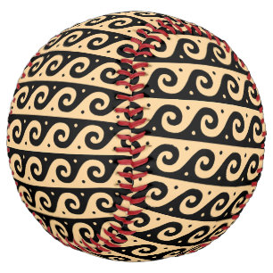 Balle De Softball Fret grec, Motif d'onde méditerranéen, Brown