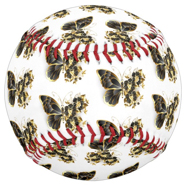 Balle De Softball Gold flower Butterfly with Black Orchid (Devant)