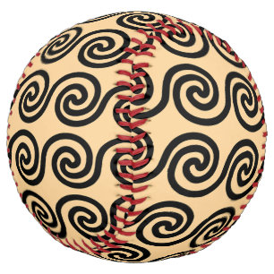 Balle De Softball Grec Meander Key Waves Motif Brown