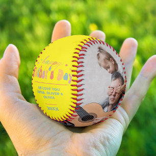 Balle De Softball Happy Fête des pères & Custom 2 Photo d'enfants