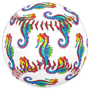 Balle De Softball Hippocampe polygonal arc-en-ciel