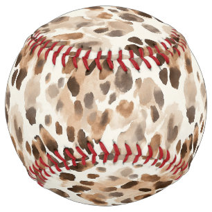 Balle De Softball Impression d'animal léopard marron crème
