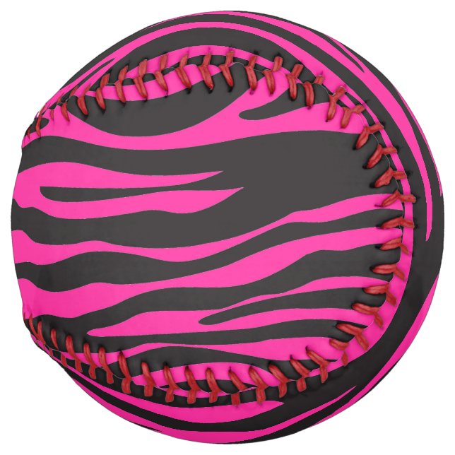 Balle De Softball Impression Zèbre rose et noir (Dos gauche)