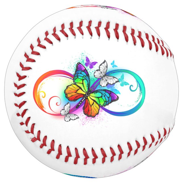 Balle De Softball Infini lumineux avec papillon arc-en-ciel (Devant gauche)