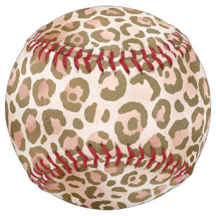 Balle De Softball Joli Empreinte de léopard Brown Peach