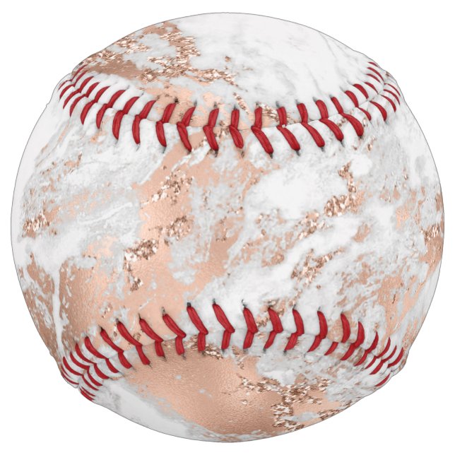 Balle De Softball Joli Rose or blanc brillant marbre    (Devant)
