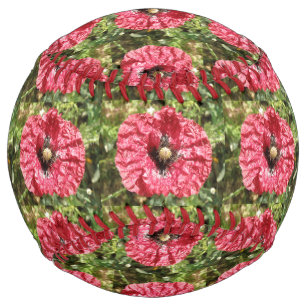 Balle De Softball Jolie Fleur Rouge Macro Softball