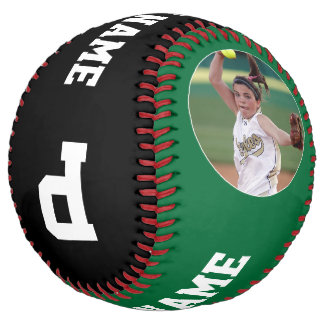 Balle De Softball Joueur de softball personnalisé vert Nom et numéro