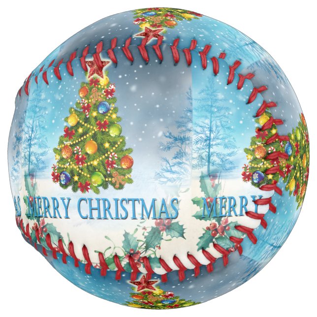 Balle De Softball Joyeuse carte de Noël (Devant droit)