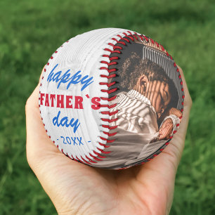 Balle De Softball Joyeuse Fête des Pères en bois rustique 2 Photo