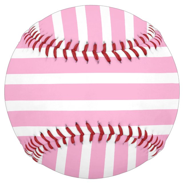 Balle De Softball Lavande rose blanc simple horizontale triée (Devant)