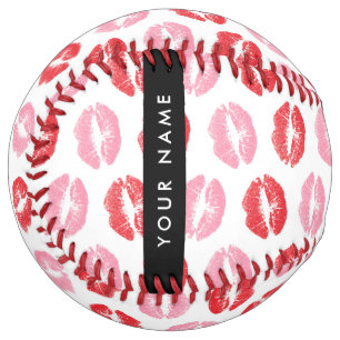Balle De Softball Lèvres Rouges, Lèvres Roses, Baiser, Votre Nom, Pe