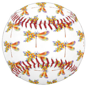 Balle De Softball libellule de fleurs jaunes