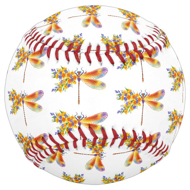 Balle De Softball libellule de fleurs jaunes (Devant)
