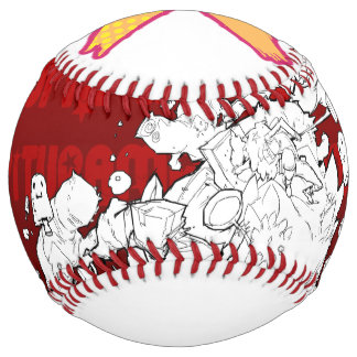 Balle De Softball Logo rouge et jaune BTX et bataille