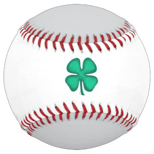 Balle De Softball Lucky 4 Leaf Irish Clover gris softball blanc