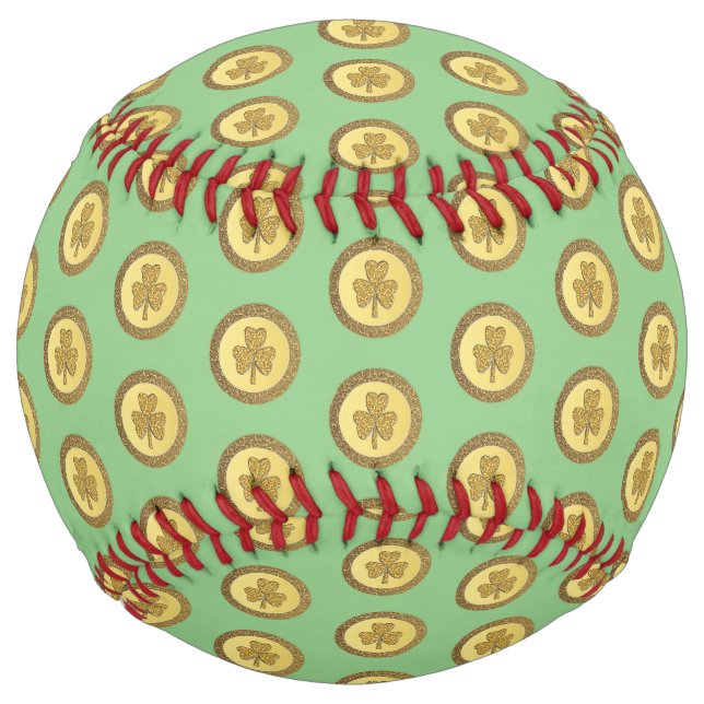 Balle De Softball Lucky Irish Shamrock Gold Coin (Devant)