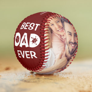 Balle De Softball Meilleur Papa Jamais Photo Personnalisée Nom Perso